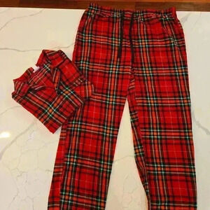 Wondershop Cotton Plaid Flannel Pajama Set Red Green Mens Size Large